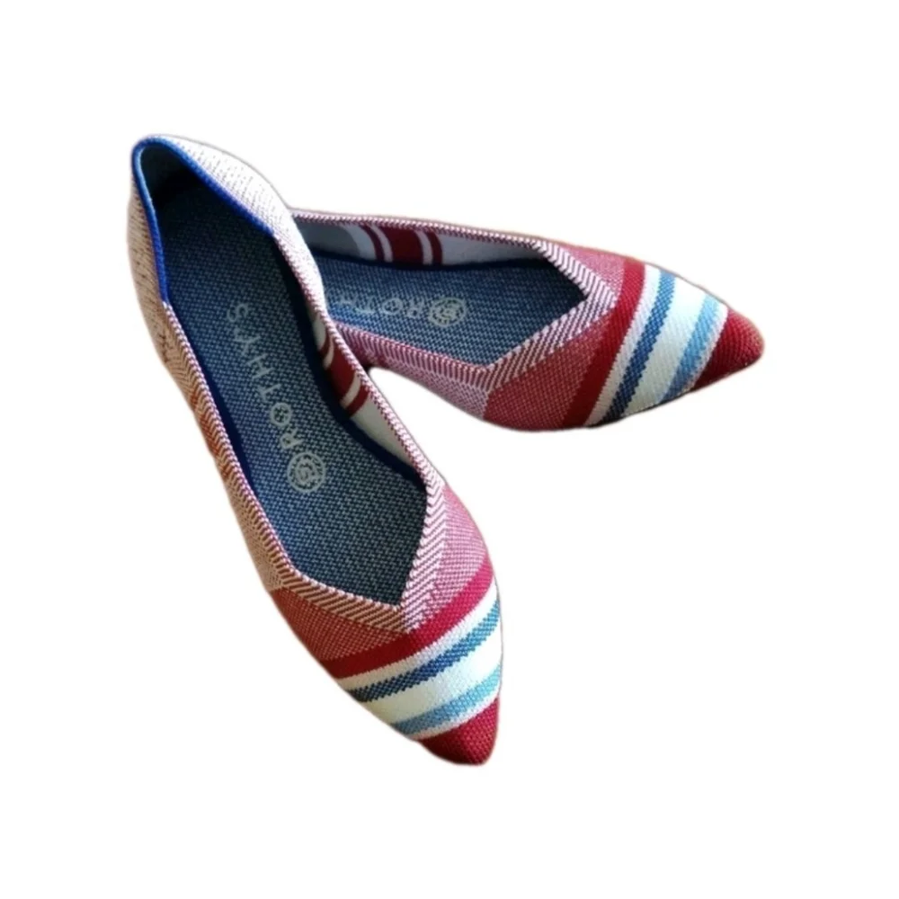Rothys WomenThePoints Flats Limited RWB Stripes Shoes W7.5 #Memorialday Fit - Picture 8 of 8